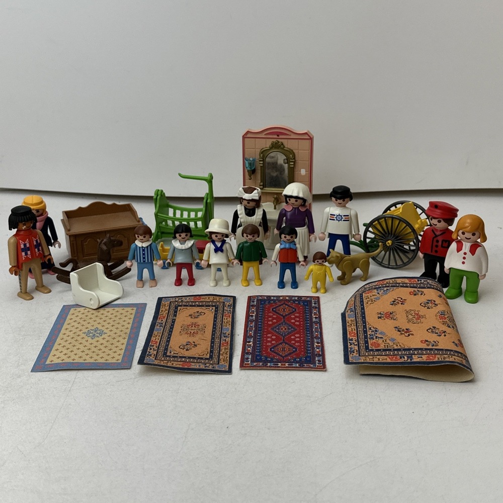 Vintage Playmobil Lot Figures & Victorian Mansion Pieces 5324 5300 5506 5311